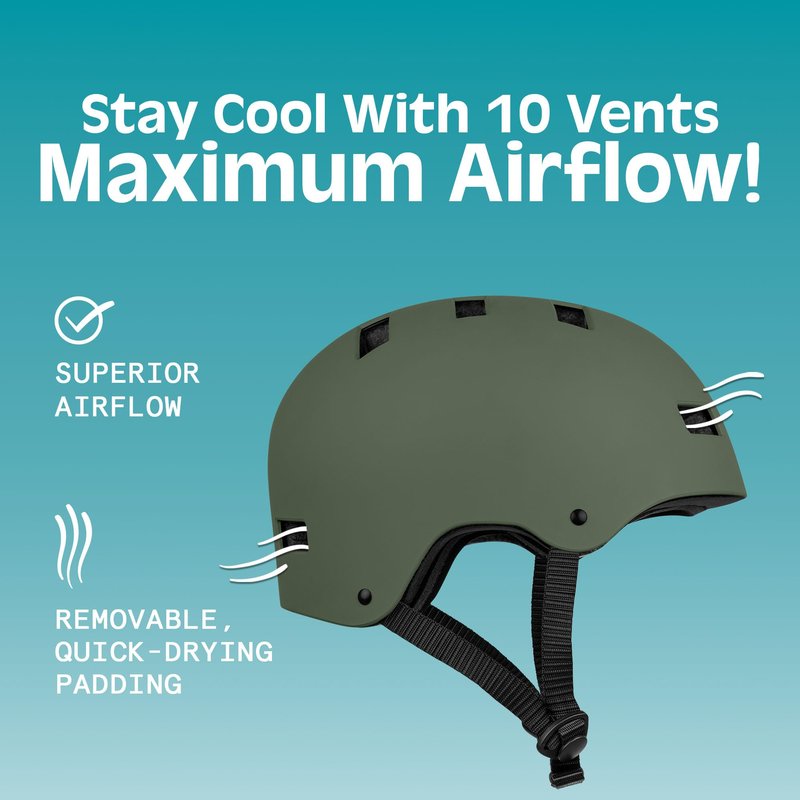 Retrospec Dakota Bicycle / Skateboard Helmet for Adults - Commuter, Bike, Skate, Scooter, Longboard & Incline Skating - Highly Protective & Premium Ventilation- Large -Matte Forest