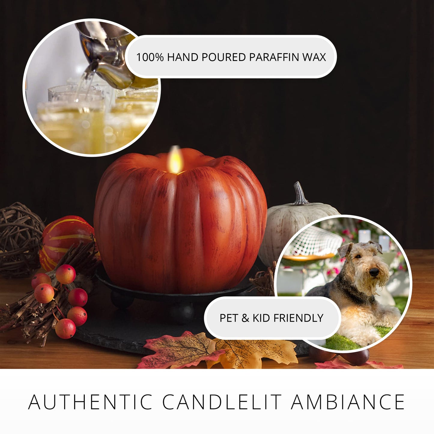 Luminara - Flameless Halloween LED Candle Battery Operated Moving Flame - Antique Orange Pumpkin - Pack of 1-5 x 4.5 - Unscented Indoor Use