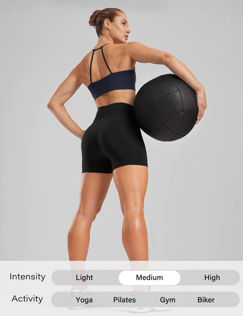 Unthewe Women's Workout Gym Biker Shorts High Waisted Athletic Booty Yoga Shorts with Tummy Control(U729-Black-S)
