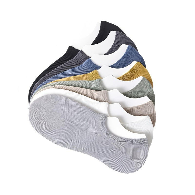 Antcherabo No Show Trainer Socks Mens, 8 Pairs Invisible Low Cut Thin Breathable Casual Short Mesh Socks with Heel Grip