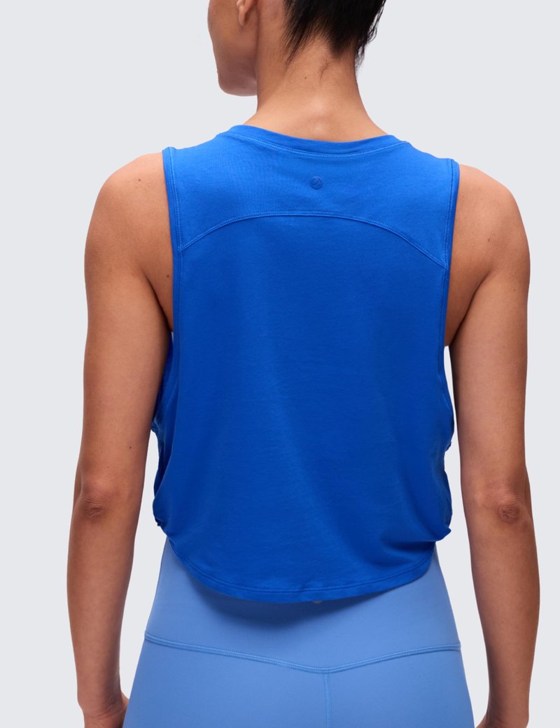 CRZ YOGA Pima Cotton Large Armhole Tank Tops for Women - Workout Sport Athletic Yoga Running Gym Loose Crop Sleeveless Shirts Strong Blue Small