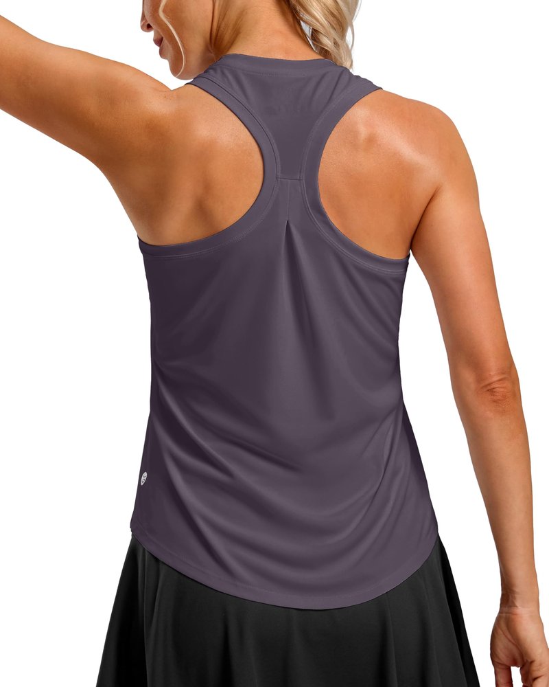 G Gradual Women's Workout Tank Tops Racerback Athletic Yoga Tops Loose Fit Sleeveless Running Gym Sports Shirts for Women(Purple Grey,XXL)