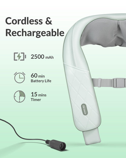 Snailax Cordless Massager - Shiatsu Neck and Shoulder Massager with Heat, Portable, Lumbar, Back Electric Massage Pillow, Christmas Gift