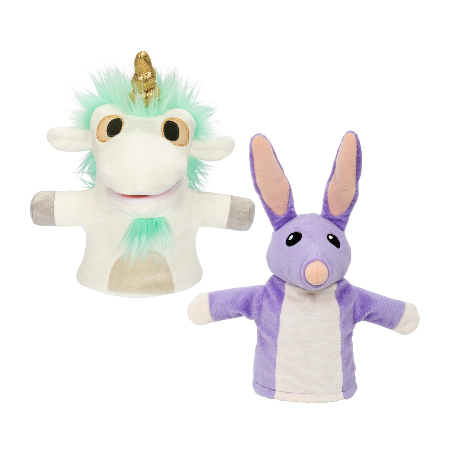 Bluey Unicorse & Bob Bilby Hand Puppet Plush 2-Pack – 8-9” Soft Deluxe Fabric, Embroidered Details, Perfect for Toddler Hands, Imaginative Play, Official Bluey Toys, Amazon Exclusive