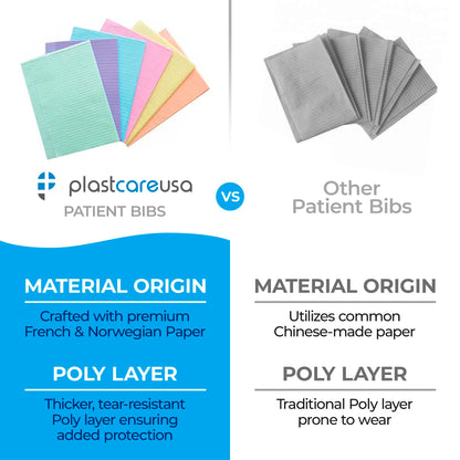 Disposable Dental Bibs 13"x18" (125 Pack) - 3 Ply Waterproof Tattoo Bib Sheet for Patients - Dentist or Medical Tray Cover and Nail Table Cover Supplies, Blue