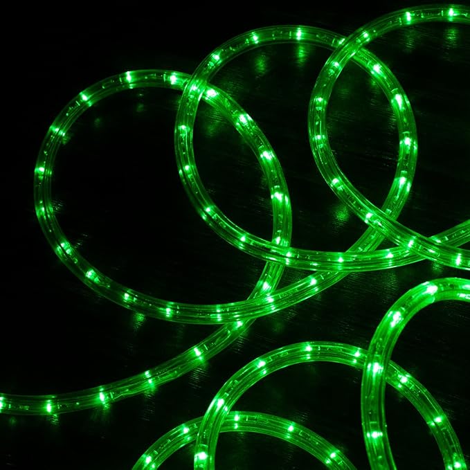 WYZworks 576LEDs 50ft LED Outside Rope Lights, Outdoor ETL Certified Waterproof Permanent 360 Degree Light Emitting, Flexible Tube, Connectable, Christmas Palm Tree Exterior Landscape, Green