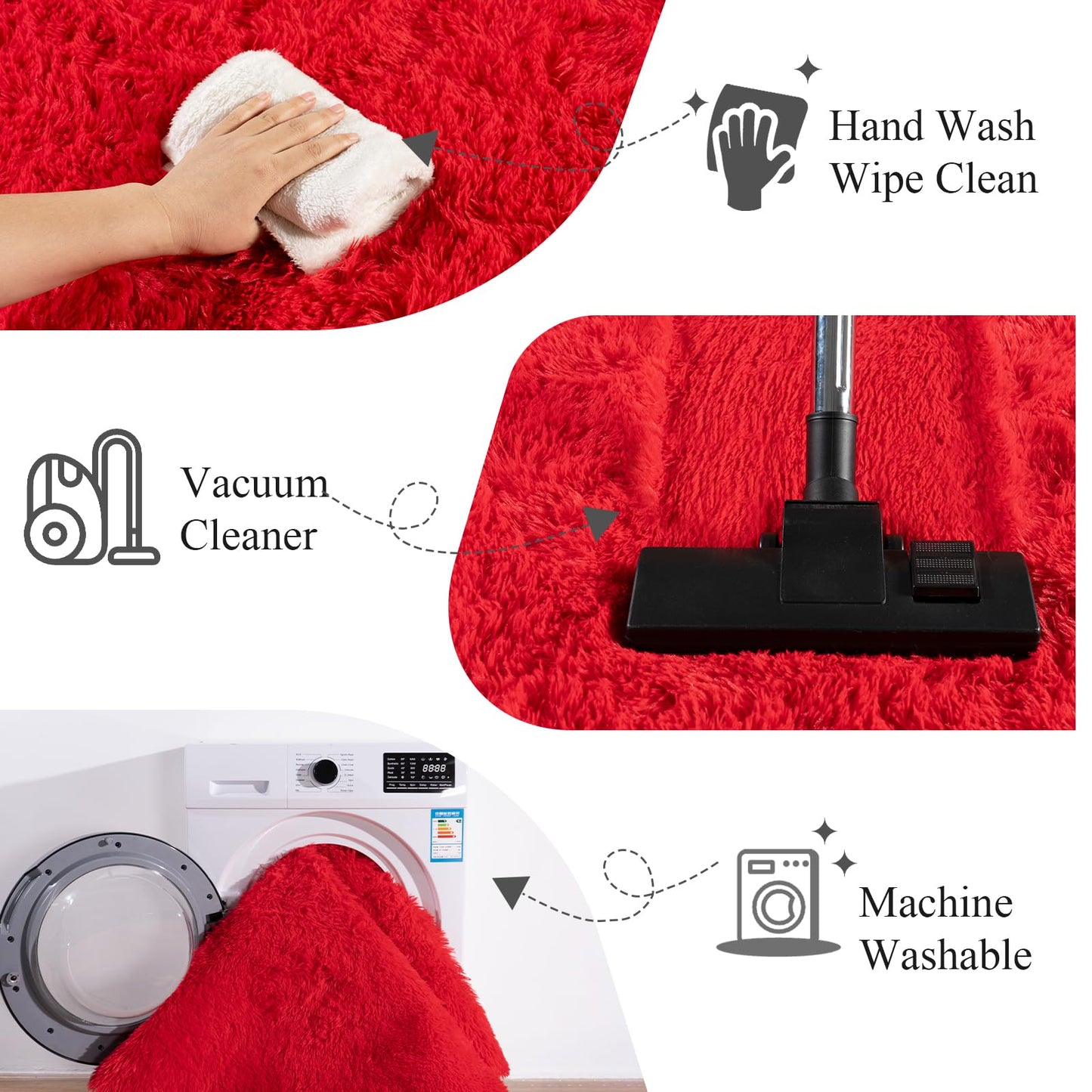 Lairep Large Area Rugs for Living Room Bedroom, 6x9 Feet Red Fluffy Shag Rugs, Ultra Soft Shaggy Plush Fuzzy Modern Indoor Throw Floor Carpet for Kids Girls Boys Dorm Nursery Home Decor Aesthetic