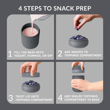 Bentgo Snack Cup - Reusable Snack Container with Leak-Proof Design, Toppings Compartment, and Dual-Sealing Lid, Portable & Lightweight for Work, Travel, Gym - Dishwasher Safe (Dark Gray)