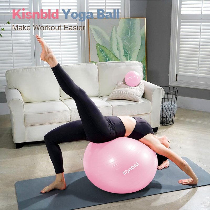Exercise Ball - Extra Thick Anti-Burst Yoga Ball for Stability | 4 Sizes Available for Home, Gym & Office Use