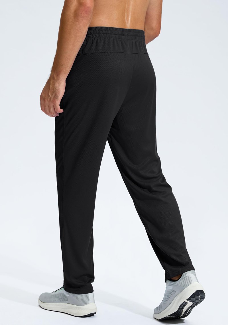 G Gradual Men's Sweatpants with Zipper Pockets Lightweight Mesh Athletic Pants for Men Open Bottom Workout Gym Running Black