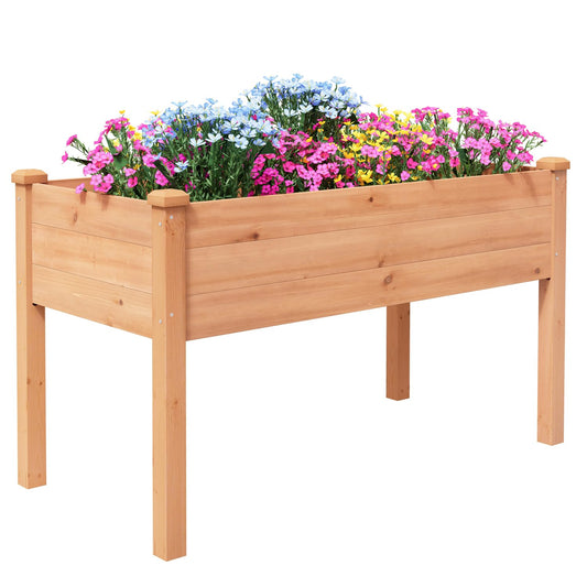 BIRASIL Outdoor Raised Garden Bed, Wood Planter Box for Vegetable Flower, Elevated Reinforced Large Garden Planters Boxes for Backyard Patio Gardening Balcony (48”L, Brown)