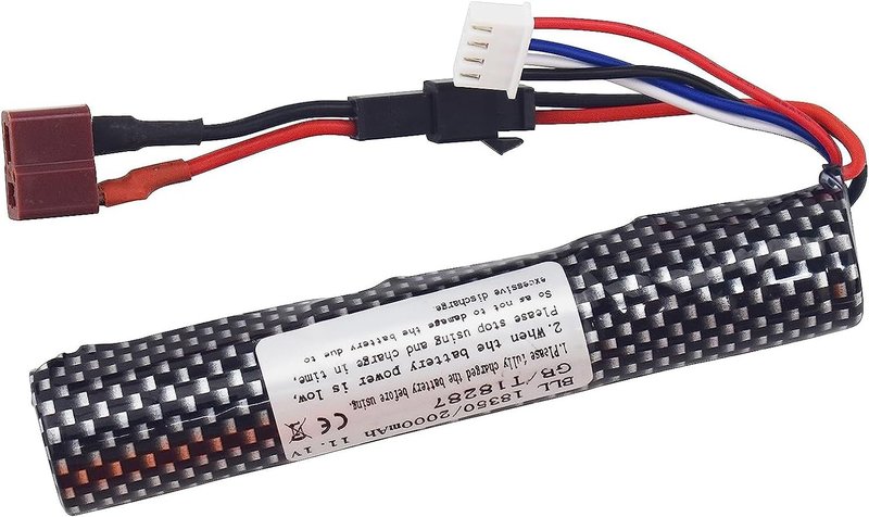 1PCS 3S 11.1V 2000mAh Li ion Battery with SM-2P Plug Connector and USB Charging Cable, Suitable for Airsoft Gel Water Droplet Blaster Air Gun Gel Ball Shock Wave Replacement Battery