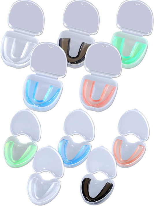 Hsei 10 Pieces Kids and Youth Mouth Guard for Sports with Portable Box for Football Lacrosse Basketball Boxing Taekwondo Karate Rugby Match 5 Colors Adult & Youth Mouth Guard