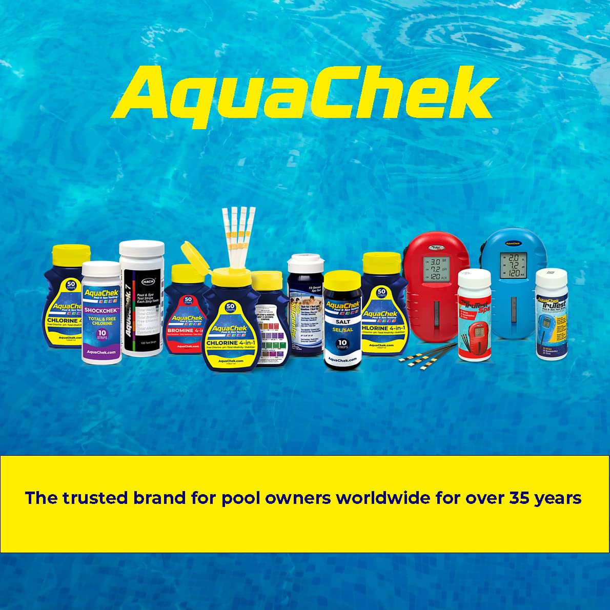AquaChek 511244A Swimming Pool and Spa Test Strip, Yellow