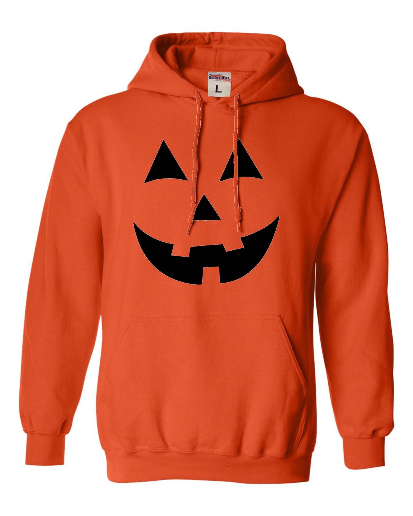 Go All Out Large Orange Mens Jack O Lantern Pumpkin Face Halloween Funny Sweatshirt Hoodie