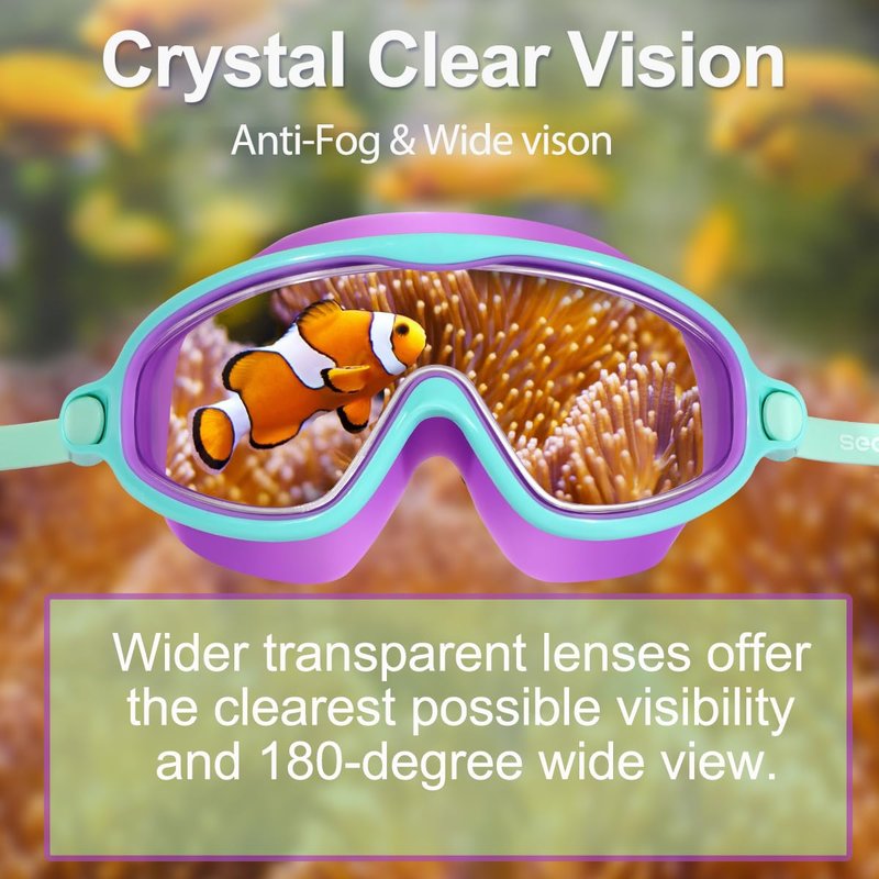 Kids Goggles for Swimming 2 Pack No Leaking Anti-Fog Outer Eye Fit with Wide View UV Protection Crystal Clear Watertight Swim Goggles with nose cover Suitable for Children Youth Boys Girls Age 3 to 14