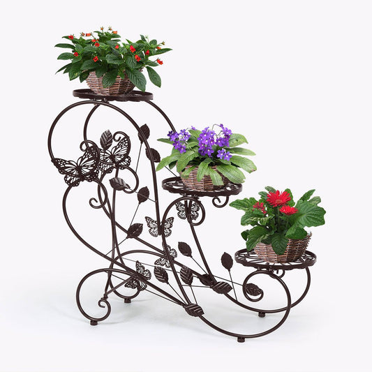 Windpost 3-Tiered Plant and Flower Stand Plant Flower Pot Rack with Classic Design,Bronze