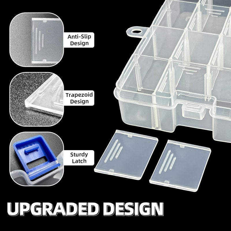 DUOFIRE Plastic Organizer Container Storage Box Adjustable Divider Removable Grid Compartment for Jewelry Beads Earring Container Tool Fishing Hook Small Accessories(34 Grids, White X 1)