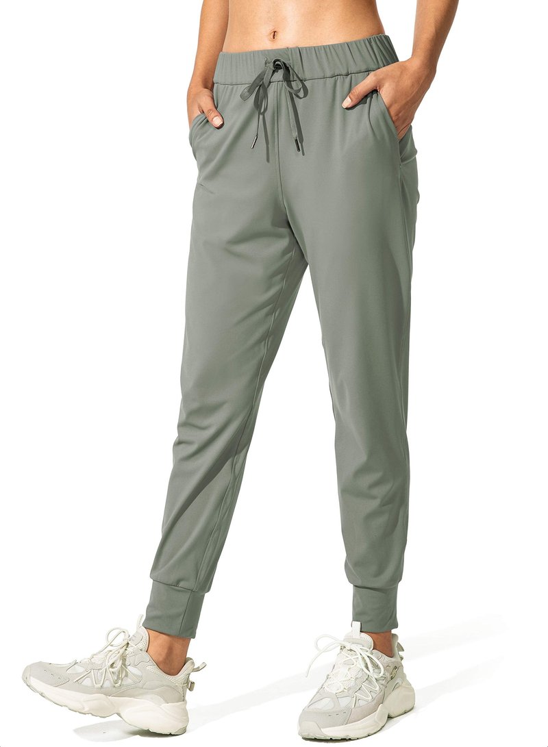 SANTINY Women's Joggers Pants Pockets Drawstring Running Sweatpants for Women Lounge Workout Jogging(Grey Sage_XL)