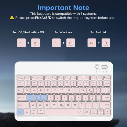 OMOTON Bluetooth Keyboard for Tablet/Android/Windows/iOS, with 7 Colors Backlight Rechargeable Wireless Mini Keyboard for Galaxy Tab A9+/A9+ Plus/S9/S9 Plus/S9 FE, Black