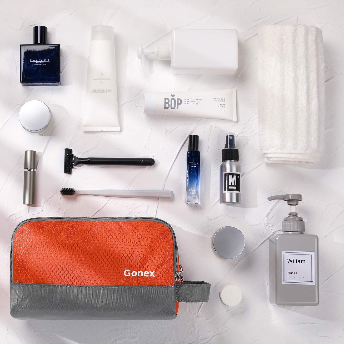 Gonex Men Toiletry Bag with Strap Sport Style Repellent Showerproof Nylon Orange