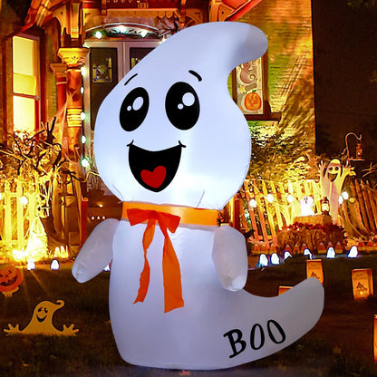 GOOSH 4 FT Halloween Inflatable Cute Ghost Outdoor Decorations Blow Up Yard Ghost with Built-in LEDs for Indoor Garden Lawn Party Decor