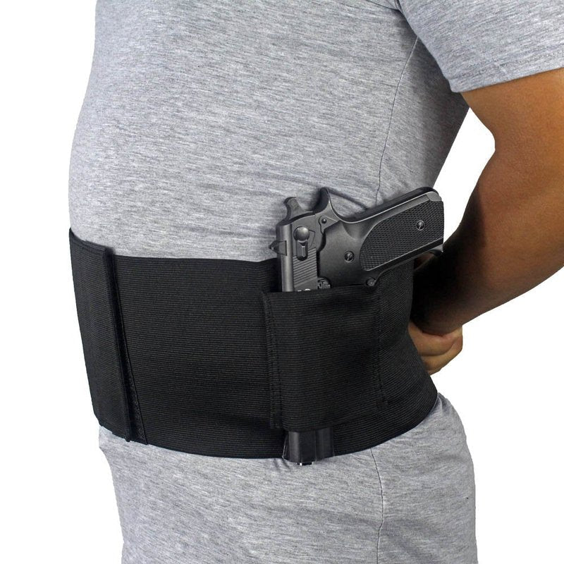 Depring Belly Band Holster for Concealed Carry Elastic Abdominal Slim Wrap Concealment Handgun Holster with 2 Magazine Pouches for Right and Left Hand Draw
