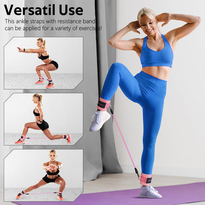 Ankle Resistance Bands with Cuffs, Ankle Bands for Working Out, Home Gym Workout Equipment, Butt Exercise Equipment Booty Bands Exercise Bands for Women Legs and Glutes