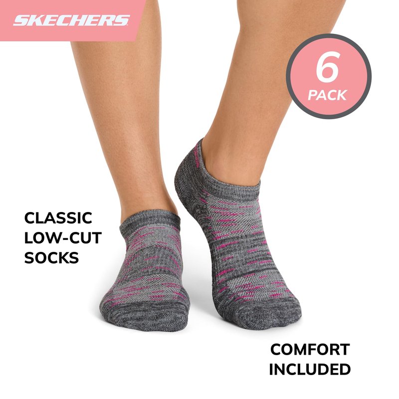 Skechers womens Women's 6 Pack Low Cut Running Socks, Gray/Multi, 11 9 US