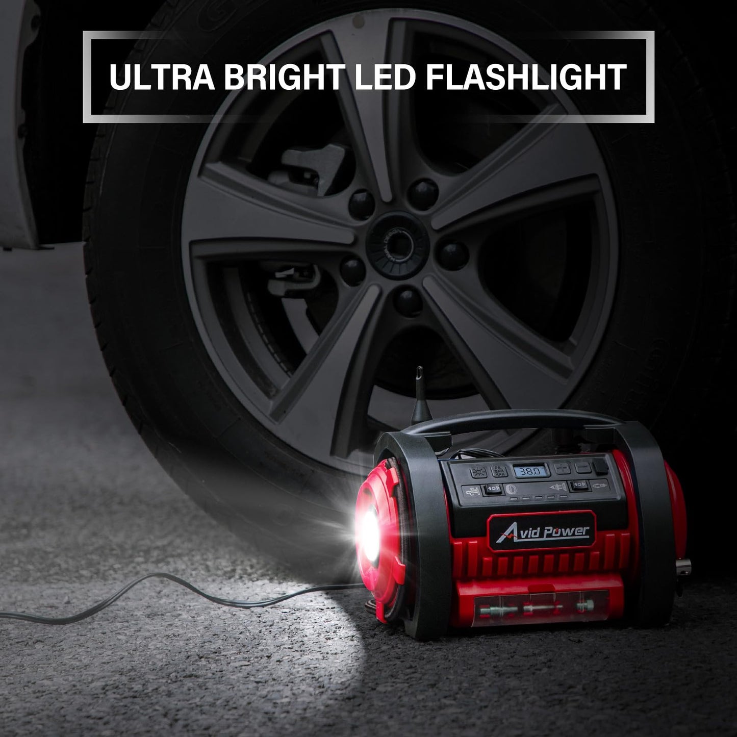 AVID POWER Tire Inflator Portable Air Compressor, 12V DC 110V AC Car Tire Pump, Air Mattress Pump with Inflation and Deflation Modes, Dual Powerful Motors, Digital Pressure Gauge