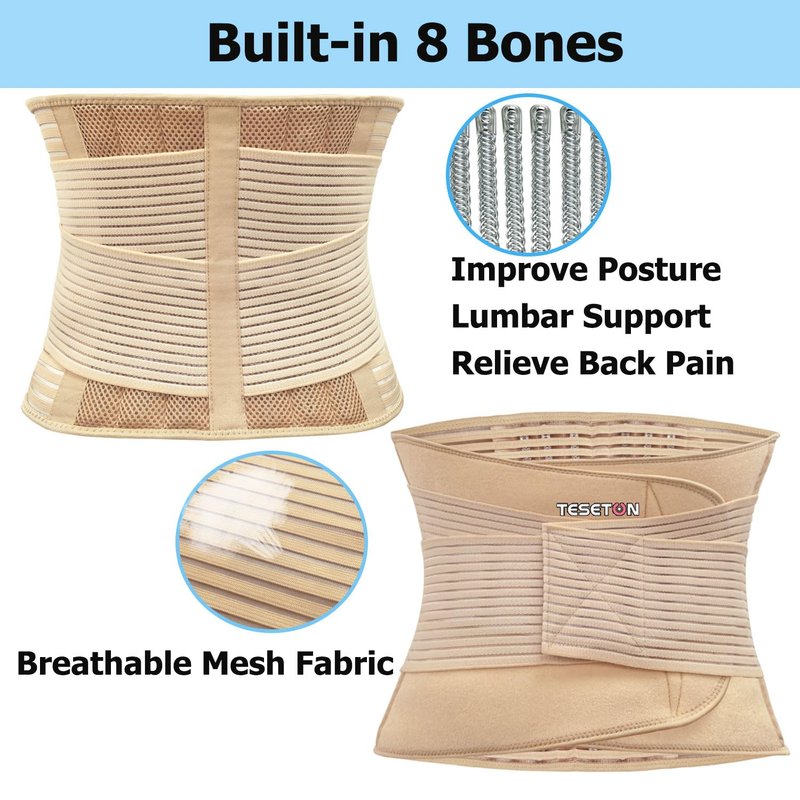 Back Brace for Men & Women - Lumbar Support Belt for Lower Back Pain Relief | Breathable Mesh, Beige-S
