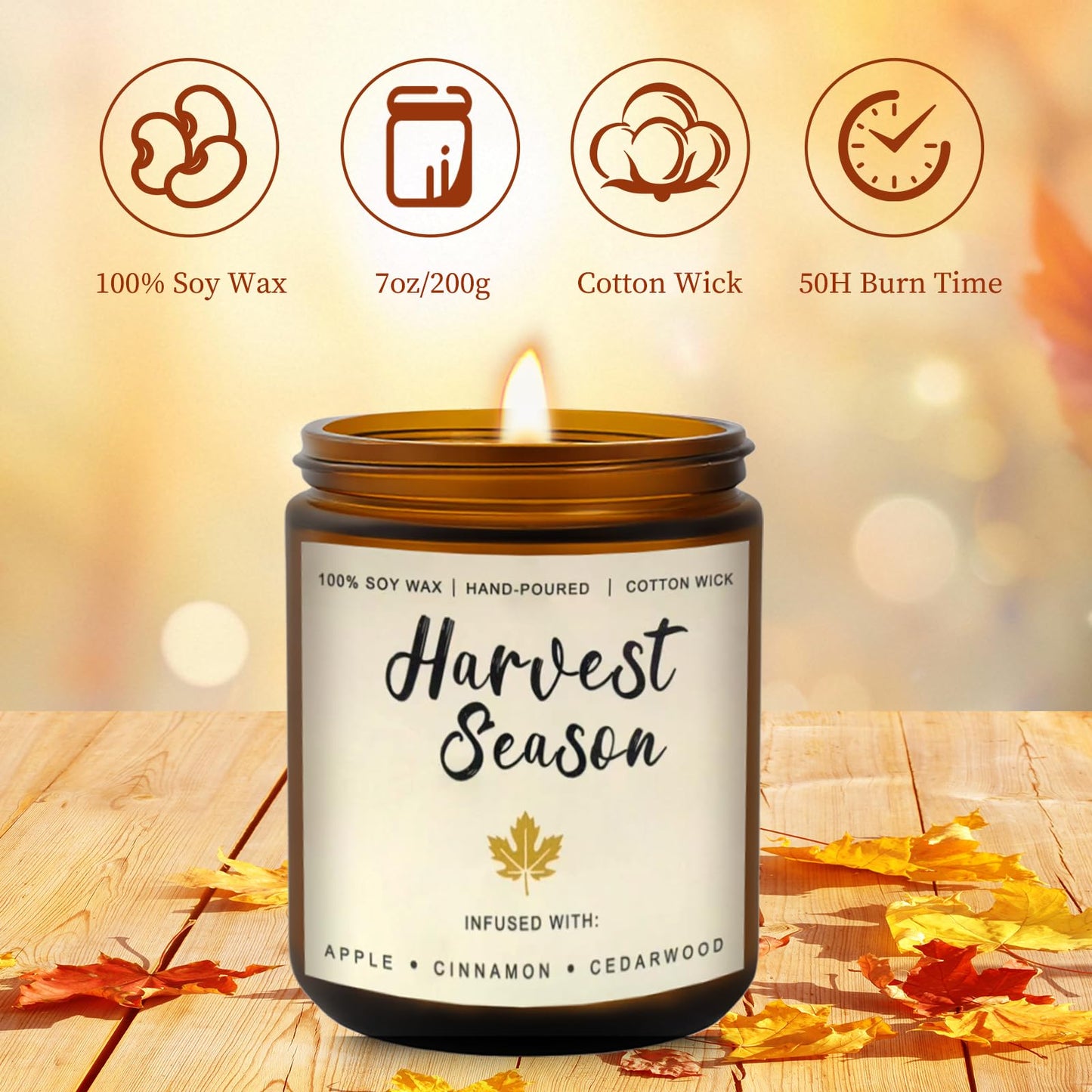 Fall Candles Gift Set – 4 Pack Scented Soy Candles for Home, Autumn Decor, Fall Decorations, Pumpkin Spice, Apple Pie, Cinnamon, Harvest – Great for Halloween & Thanksgiving Gifts