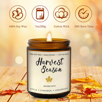 Fall Candles Gift Set – 4 Pack Scented Soy Candles for Home, Autumn Decor, Fall Decorations, Pumpkin Spice, Apple Pie, Cinnamon, Harvest – Great for Halloween & Thanksgiving Gifts
