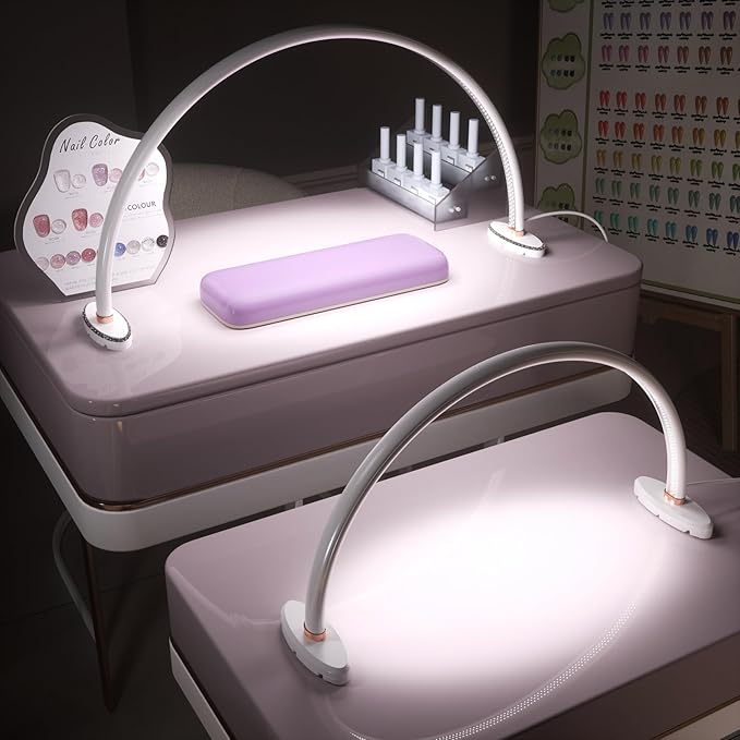 Half Moon Light for Nail Desk.3Light Colors.Adjustable Brightness . Lamp for Nails Table for For Painting.Embroidery.Reading etc.Moon Light Nail Tech ShadowFree Lighting （Large & Medium Combo Set ）