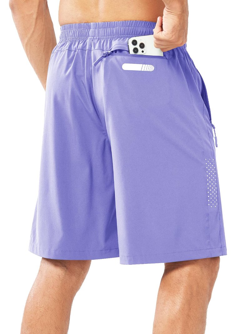 NORTHYARD Men's Athletic Running Shorts Gym Workout 7"/9"/5" Quick Dry Lightweight Sports Basketball Tennis 3 Zipper Pockets VIOLET-9inch S