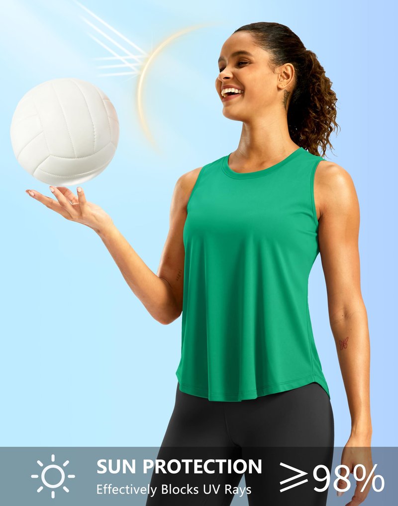 G Gradual Workout Tank Top for Women Sleeveless Athletic Yoga Tops High Neck Quick Dry Running Tennis Sports Shirts for Women(Green,M)