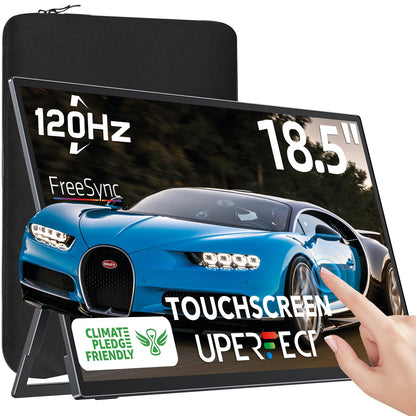 UPERFECT Portable Monitor 18.5 inch 120HZ 125% sRGB 1080P w/VESA & Stand, Large Portable Monitor FreeSync IPS HDR Gaming Display, HDMI USB C Travel Second Screen for Laptop MacBook