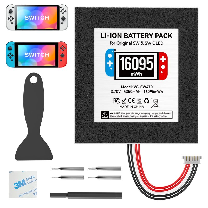 Kosker Switch 1 Battery Replacement Kit Compatible with Nintendo Console HAC-001 & OLED HEG-001, 16095mWh HAC-003 Switch Battery with Extra Repair Tools Kit for Extended Gaming, 1 Pack
