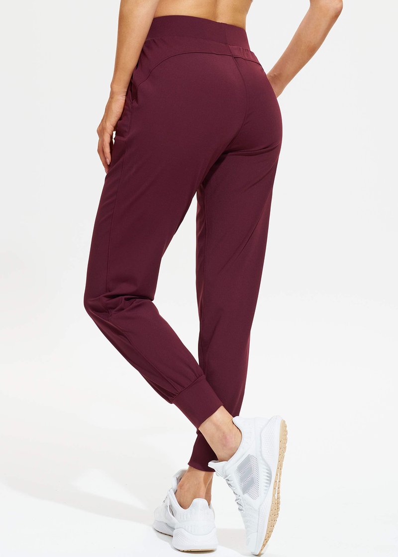 Libin Women's Joggers Pants Athletic Sweatpants with Pockets Running Tapered Casual Pants for Workout,Lounge, Burgundy M