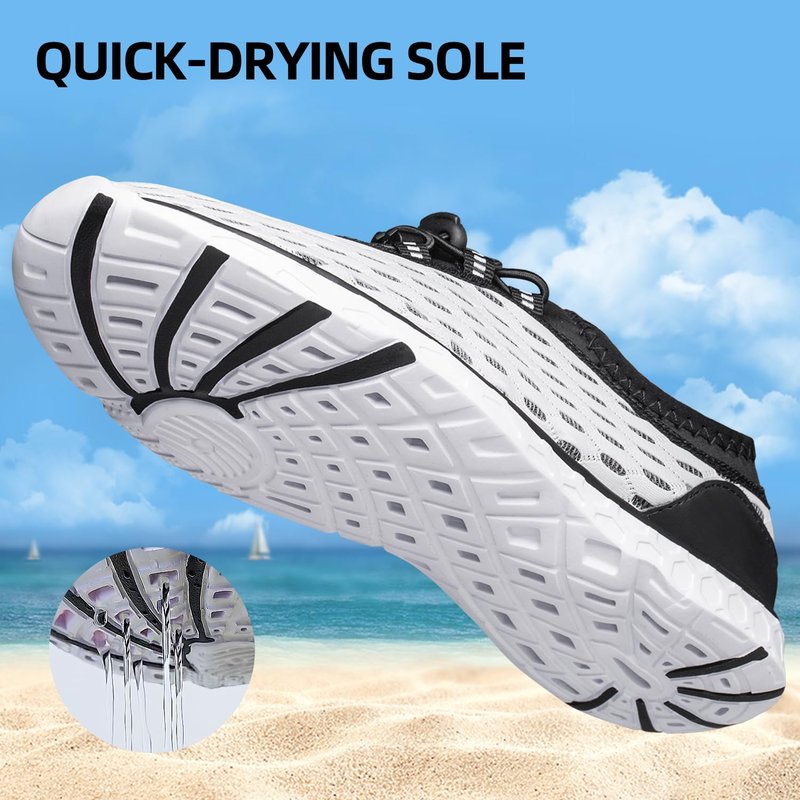 DOUSSPRT Men's Water Shoes Quick Drying Sports Aqua Shoes White Size 10