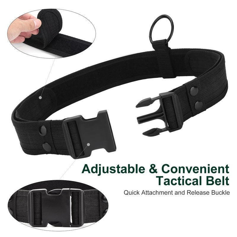 abcGoodefg 6 in 1 Black Utility Belt Tactical Police Belts with Pouch Men/Women Security Belt Law Enforcement Duty Belt Costume Belt (6 PCS, Black)