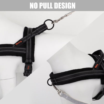 Didog Soft Flannel Padded Dog Vest Harness, No Pull/Quick Fit Reflective Dog Strap Harness, Easy for Training Walking (L:Chest 26-32", Black)