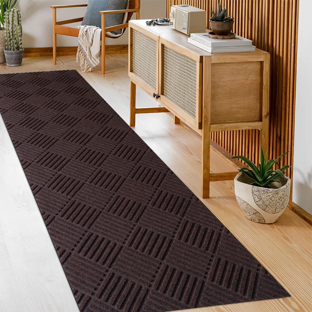 2' x 6' Non Slip Runner Rug for Hallway Indoor Outdoor, TPR Backed Carpet Runner for Entryway, Laundry, Kitchen, Garage, Custom Size Washable Floor Mat for High Traffic Areas