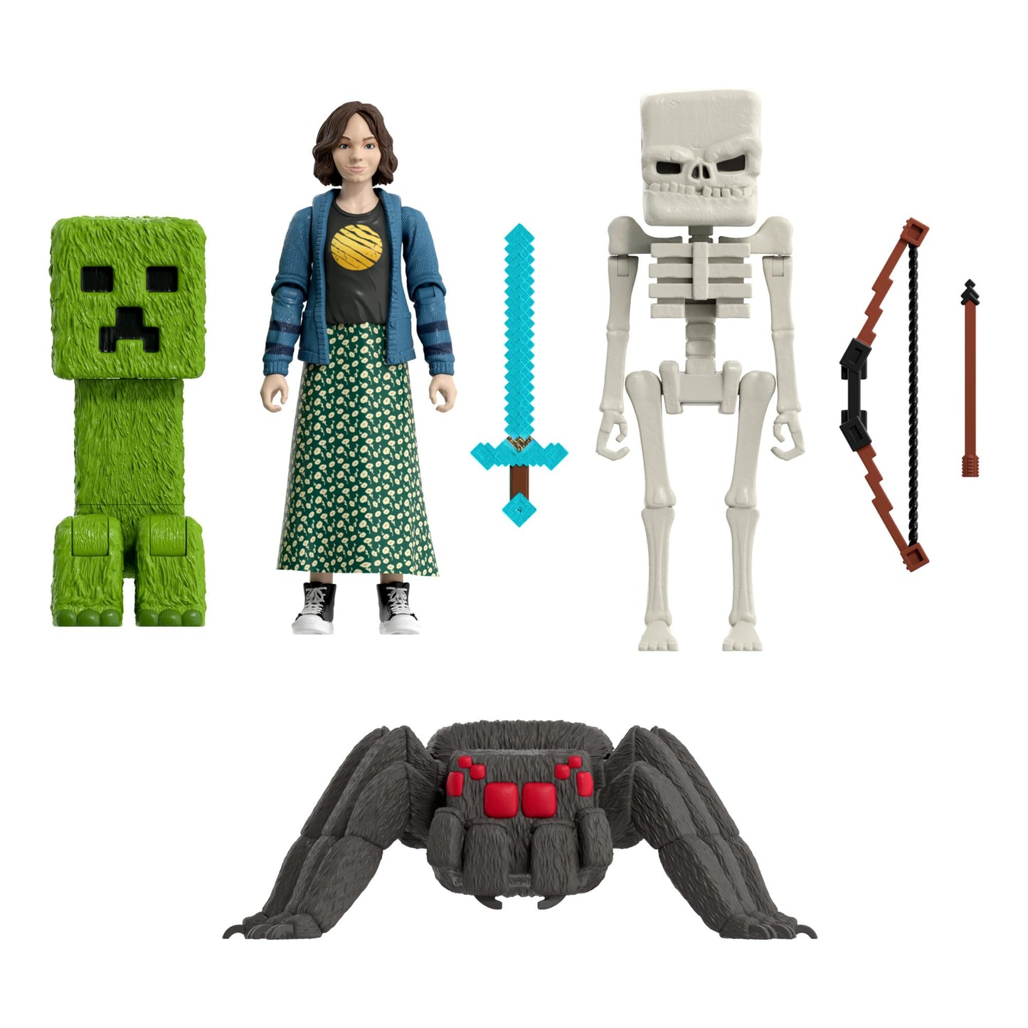 Mattel Minecraft Story Set with 4 Action Figures & 3 Accessories, Overworld Encounters Pack Inspired by A Minecraft Movie, Toy Collectible, JFR70