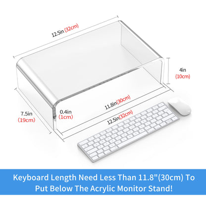 Beimu Acrylic Monitor & Laptop Stand Riser - Clear Computer & Laptop Stand for Desk - Compatible with iMac, MacBook & All Notebooks - White Aesthetic Decoration for Office & Home