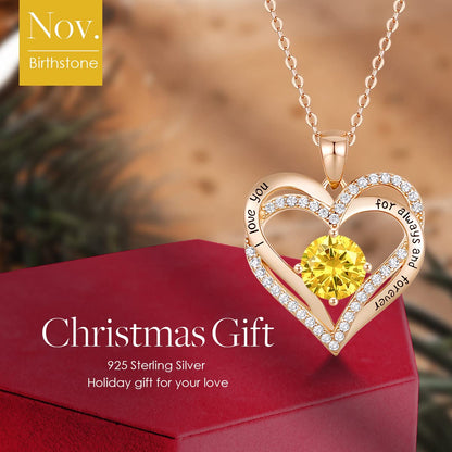 CDE Valentine's Day Gift Forever Love Heart Necklaces for Women, Wedding Anniversary, Birthday Mothers Christmas Day Gifts for Mom, Mother, Wife, S925 Silver Jewelry with Birthstone Pendant