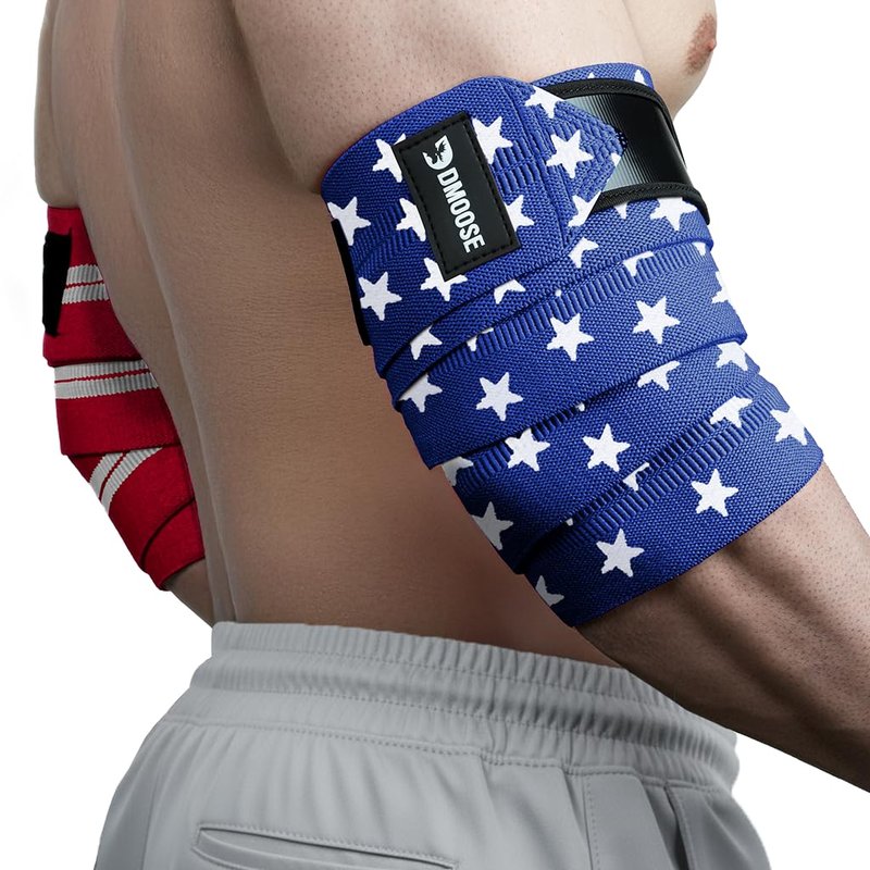 DMoose Fitness Elbow Wraps for Weightlifting (Pair) - 40'' Adjustable Strap for Gym Workout & Bench Press, Compression Elbow Sleeves for Tendonitis, Joint Support, Powerlifting & Deadlifts