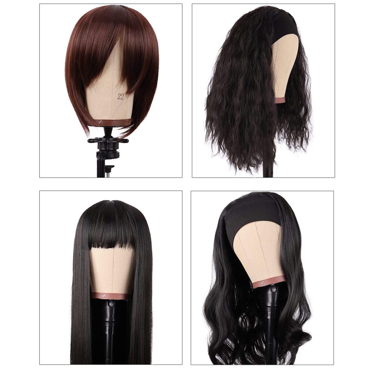 MapofBeauty Wig Head Cork Canvas Block Head for Making Wigs Mannequin Head With Stand Head Pins (22 inch, Brown/Beige)