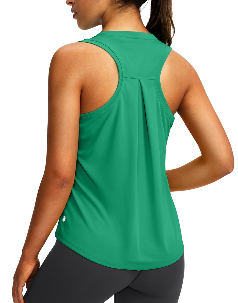 Women's Workout Tops Racerback Athletic Tank Tops Sleeveless Loose Fit Yoga Running Gym Shirts for Women(Green,S)