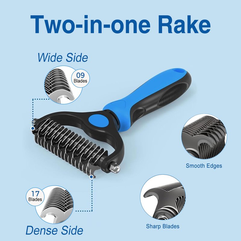 Artecare 4 in 1 Skin Friendly Grooming kit including Dematting Rakes,Self Cleaning Slicker Brush,Deshedding Brush,Flea Comb for Haired cat Dog and Small Animals.
